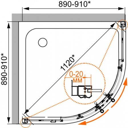 Душевой уголок Cezares Retro RETRO-R-2-90-SCORREVOLE-CP-G 90x90 золото фото