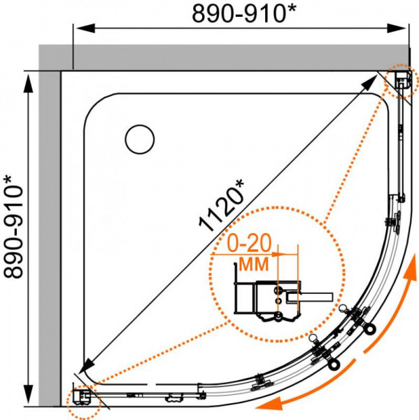 Душевой уголок Cezares Retro RETRO-R-2-100-SCORREVOLE-CP-Cr 100х100 хром фото