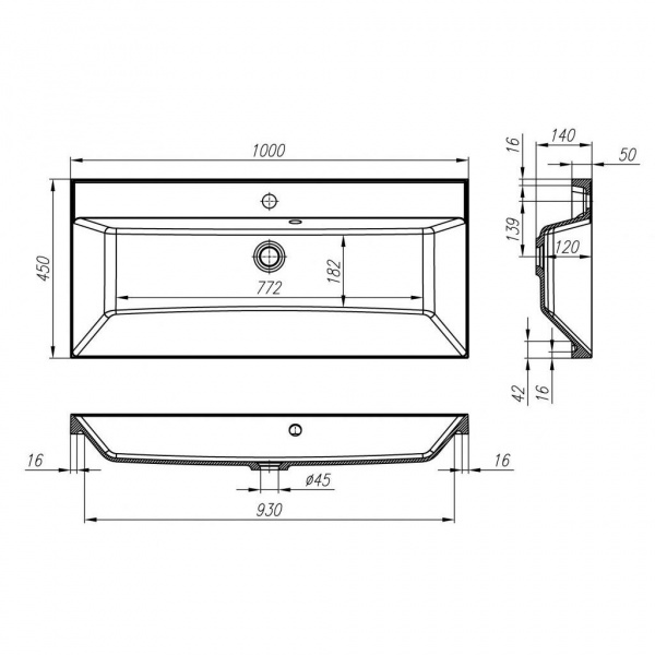 Раковина подвесная Art&Max Family AM-LAV-1000-MR-A 100 см фото