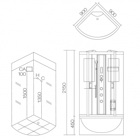 Душевая кабина Aqua Joy Modern AJ-3960B 90x90x215 фото