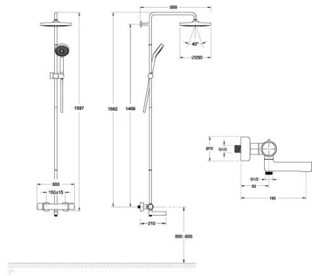 Душевая система с термостатом Jacob Delafon Atom E26237-CP фото