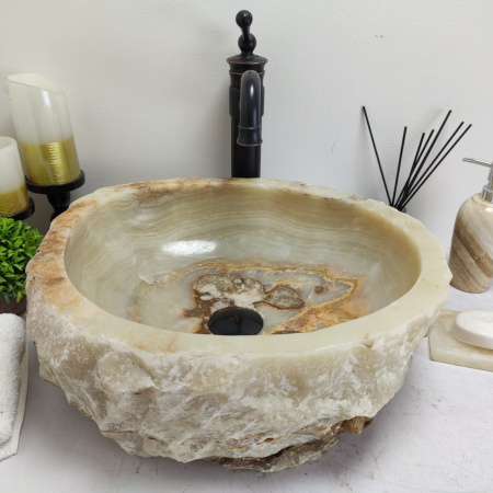 Накладная раковина из оникса Erozy Green EO-00771(45*40*15см) фото