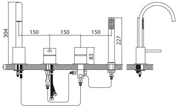 Смеситель на борт ванны Cezares Over OVER-BVD-01-Cr фото