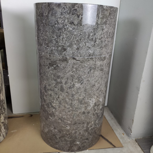 Раковина напольная из мрамора Silinder Full Polish Grey MN-0400 (50*50*90) фото