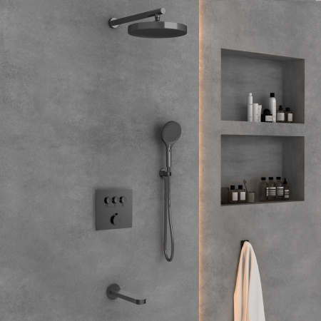 Душевая система скрытого монтажа Vincea Inspire VSFW-431I2GM вороненая сталь фото