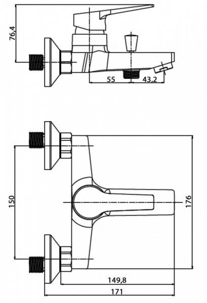 Смеситель для ванны с душем Cezares Lana LANA-VM-01 фото