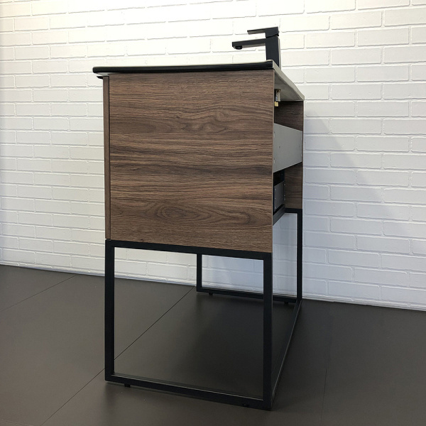 Тумба Comforty Равенна Лофт-90 дуб темно-коричневый с раковиной COMFORTY 90E фото