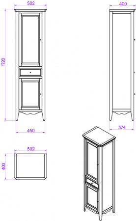 Шкаф-пенал Tiffany World Veronica Nuovo VER3050D-B фото