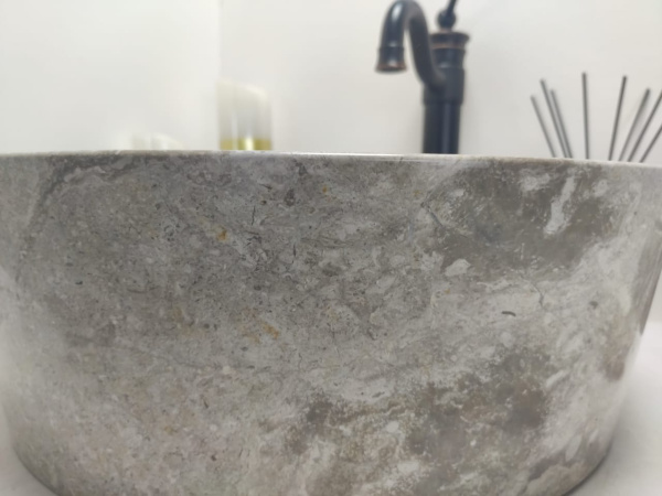 Накладная раковина из мрамора Drum Grey Medium DM-00197 (45*45*15см) фото