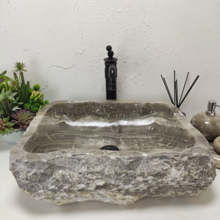 Накладная раковина из оникса Erozy Grey EO-01563 (55*45*15) фото