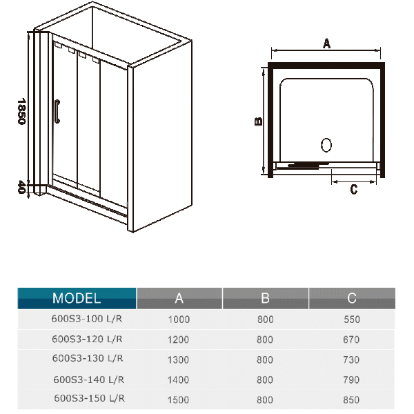 Душевая дверь WeltWasser WW600 600S3-150 L/R 150 см фото