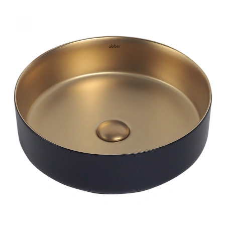 Накладная раковина Abber Bequem AC2109BG 40x40 золото матовое/черный фото