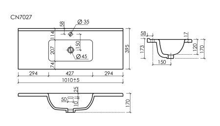 Раковина Ceramica Nova Compact CN7027 101x39 фото