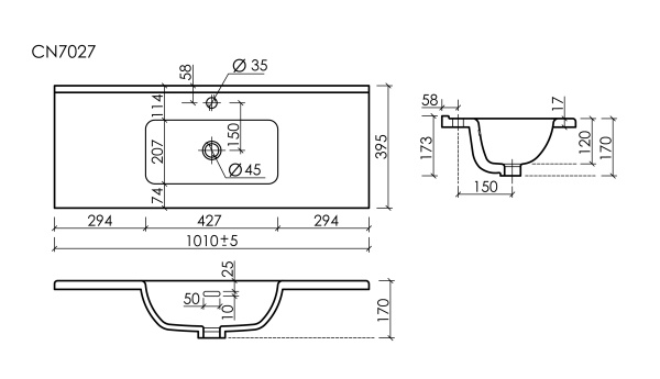Раковина Ceramica Nova Compact CN7027 101x39 фото