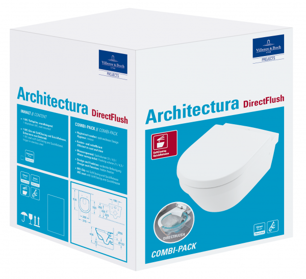 Унитаз подвесной Villeroy & Boch Architectura 4694HR01 с сиденьем soft close фото