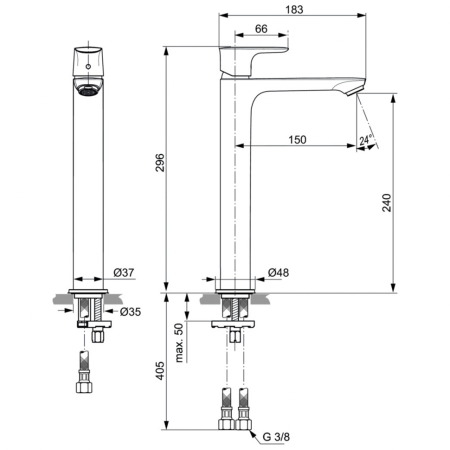 Смеситель для раковины Ideal Standard CONNECT AIR Vessel A7027A5 фото