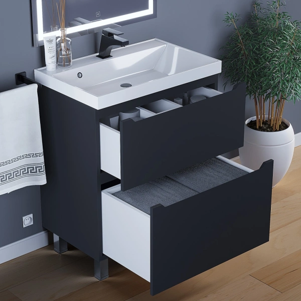 Тумба под раковину напольная Uperwood Tanos 70 291120332 черная матовая фото