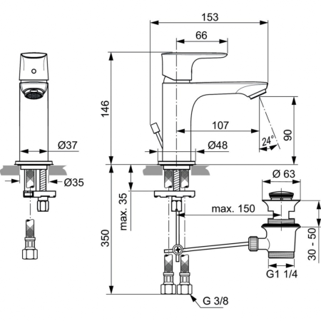 Смеситель для раковины Ideal Standard CONNECT AIR A7007AA фото
