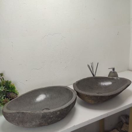Раковина из речного камня ПАРА!!! RS01730 (55*42*15) фото