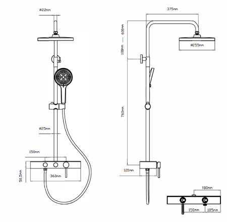 Душевая система Vincea VSFS-402MB черная матовая фото