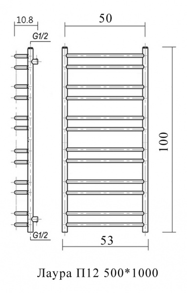 Полотенцесушитель электрический Domoterm Лаура П12 (500х1000) (хром) левый фото
