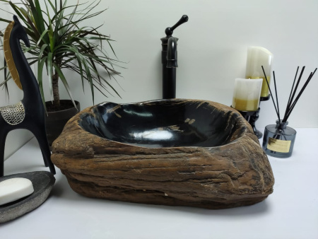 Накладная раковина из окаменелого дерева FSB-0409 фото