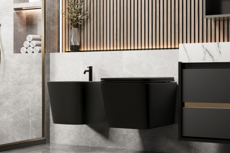 Биде подвесное Abber Rechteck AC1250MB черное матовое фото