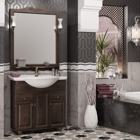 Мебель для ванной Opadiris Тибет 85 орех антикварный/с объемной филенкой фото