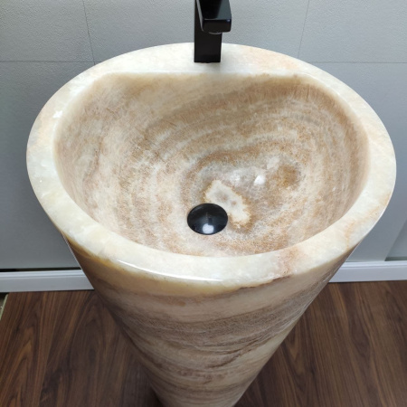 Раковина напольная из оникса Yellow ON-01355 (45*45*90) фото