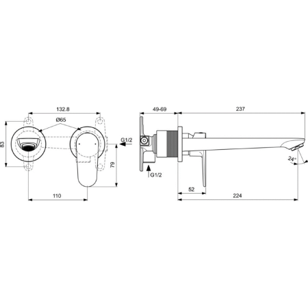 Настенный смеситель для раковины Ideal Standard CERAFINE O BD133XG фото