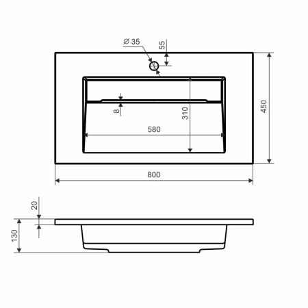Раковина Uperwood Next 80 290000009 фото