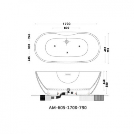 Ванна акриловая Art&Max Pescara AM-605-1700-790 170х79 фото