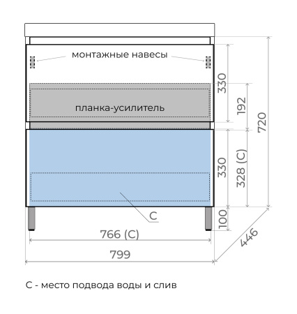 Тумба напольная под раковину Style Line Манхэттен 80 ЛС-00002372 графит фото