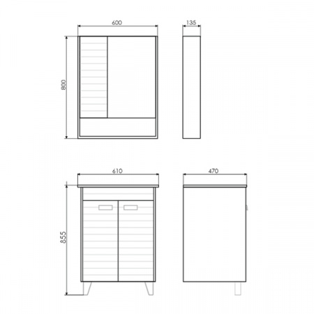 Зеркало-шкаф Comforty Клеон-60 белый/дуб дымчатый фото