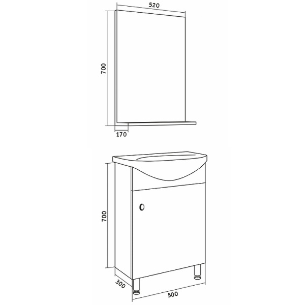Комплект мебели для ванной Grossman Eco Line 50 105206 фото