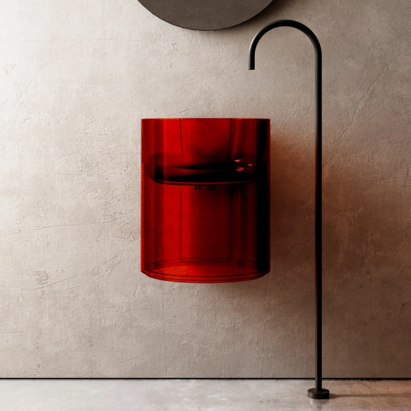 Раковина моноблок подвесная Abber Kristall AT2704Rubin 42x42 фото