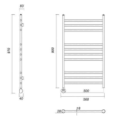 Полотенцесушитель электрический Domoterm Медея Медея П10 500х900 АБР EL фото