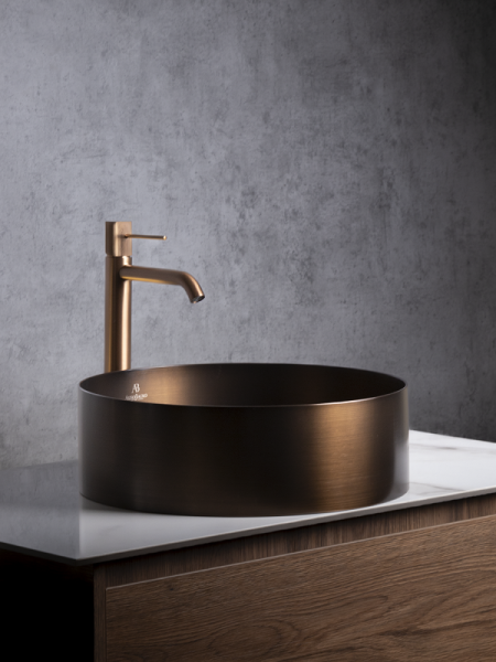 Накладная раковина из нержавеющей стали AltroBagno Luna 001004 BrAn состаренная бронза фото