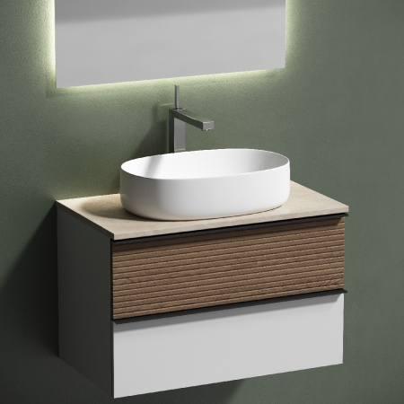 Тумба под раковину Sancos Delta DL80W дуб светлый/белый фото