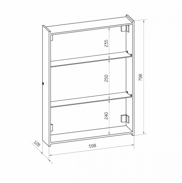 Зеркало-шкаф с подсветкой Art&Max Techno AM-Tec-600-800-1D-DS-F-Nero 60x80 черный матовый фото