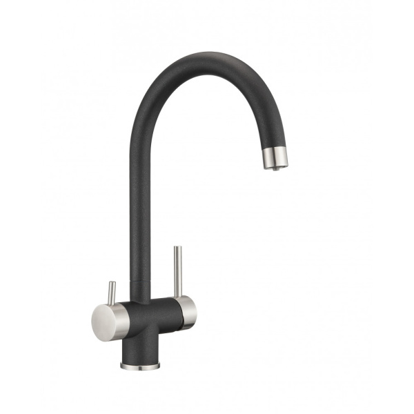 Смеситель для кухни под фильтр Milacio Ultra Vicar MCU.554.MB черный матовый/хром фото