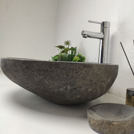 Накладная раковина из речного камня RS01379 (57*44*15) фото