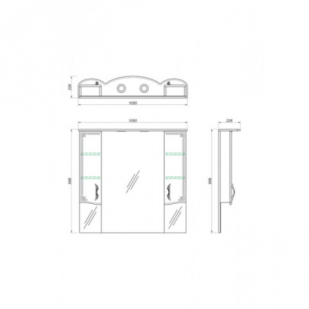 Зеркало-шкаф Kaksa Классик-Д 004235 105 см бежевый с золотом фото