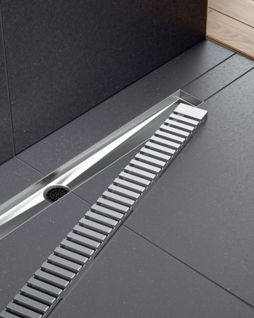 Душевой лоток Timo Drain System 80 DS230108/00 с перфорированной решеткой lines, хром фото