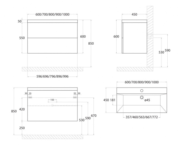 Тумба под раковину Art&Max Verona-Push AM-Verona-Push-900-2C-SO-KV кадена вуд фото