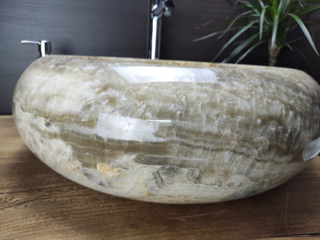 Накладная раковина из оникса Indo Donut Grey Big DO-000170 фото