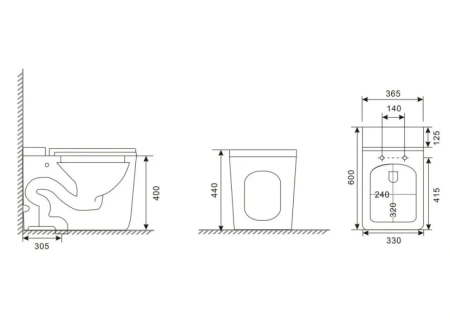 Унитаз приставной с импульсным смывом Abber Rechteck AC1212P с сиденьем микролифт фото