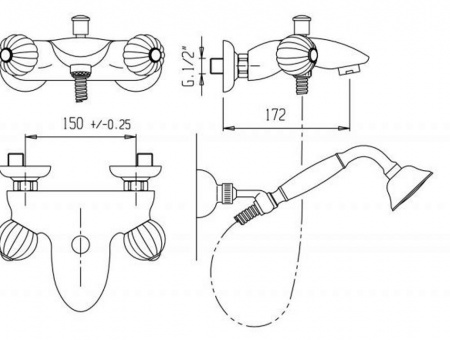 Смеситель для ванны с душем Cezares Royal Palace V-02-MS фото