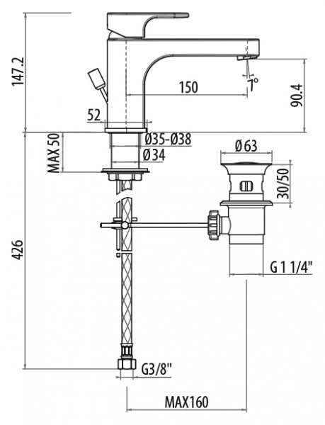 Смеситель для раковины Gattoni H2Omix1000 1043/10С0cr фото