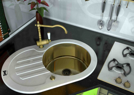 Мойка кухонная Zorg Inox Glass GL-7851-OV-WHITE-BRONZE фото